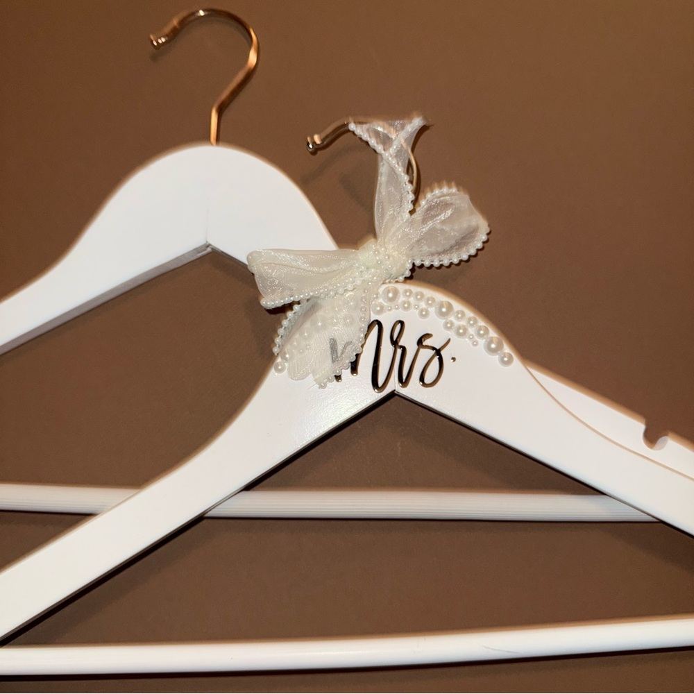 Set: White embellished "Bride" Hanger with one white wooden hanger